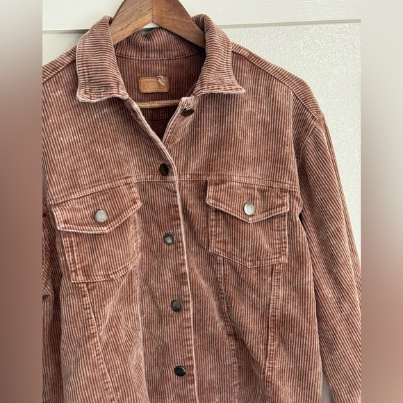POL Corduroy Button Up Jacket Brown Raw Hem Western Fall Boho Style Women’s M - Picture 6 of 12